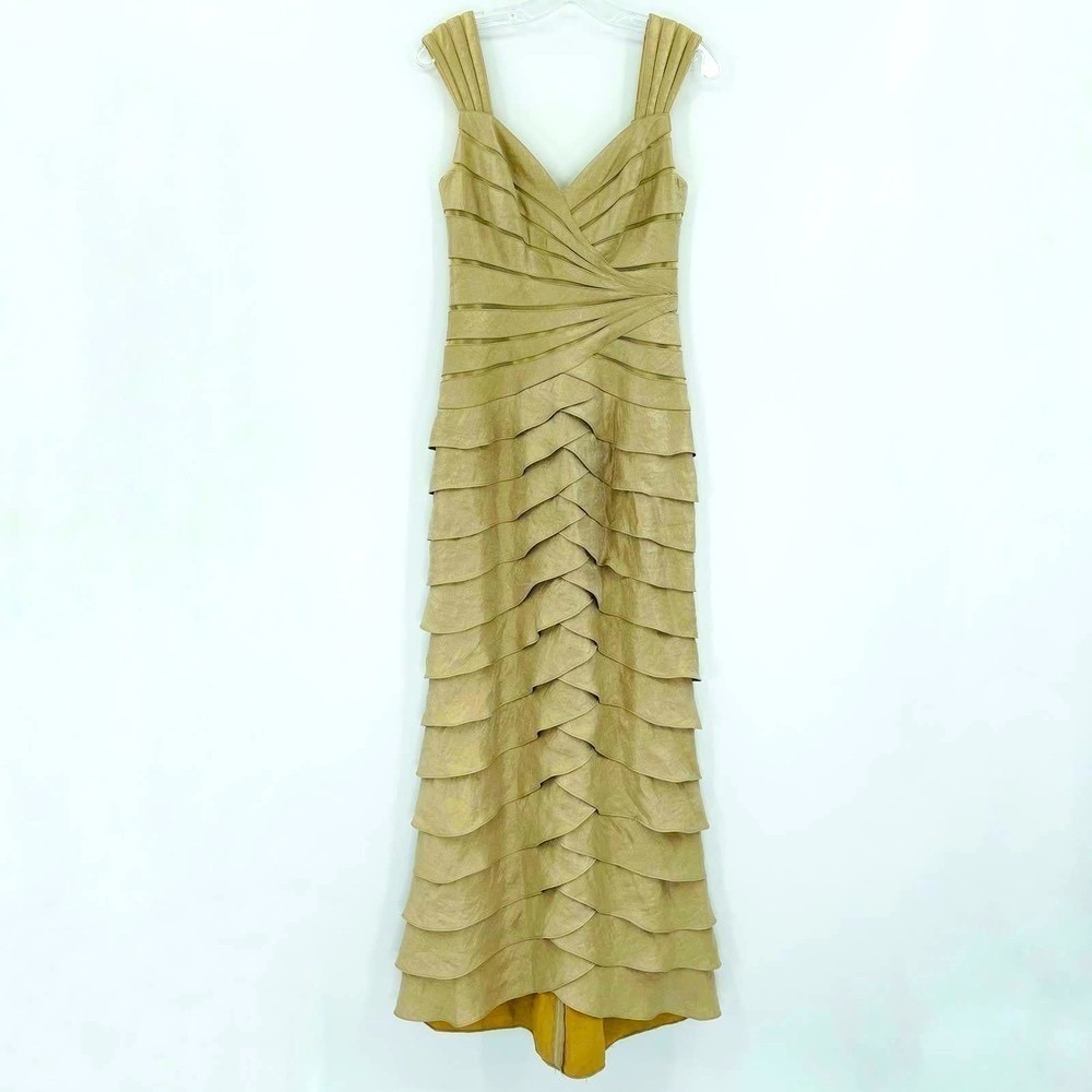Xscape Joanna Chen Tiered Ruffle Illusion Bandage Gown